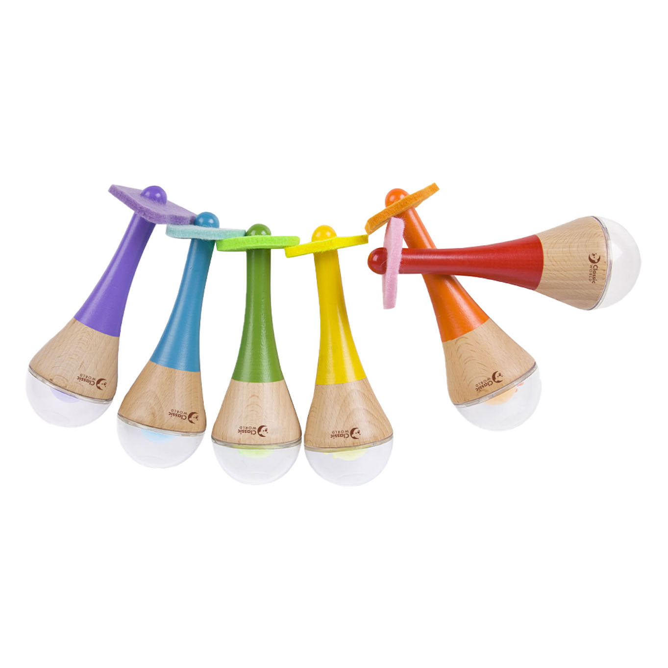 Klassieke wereld houten regenboogmaracas