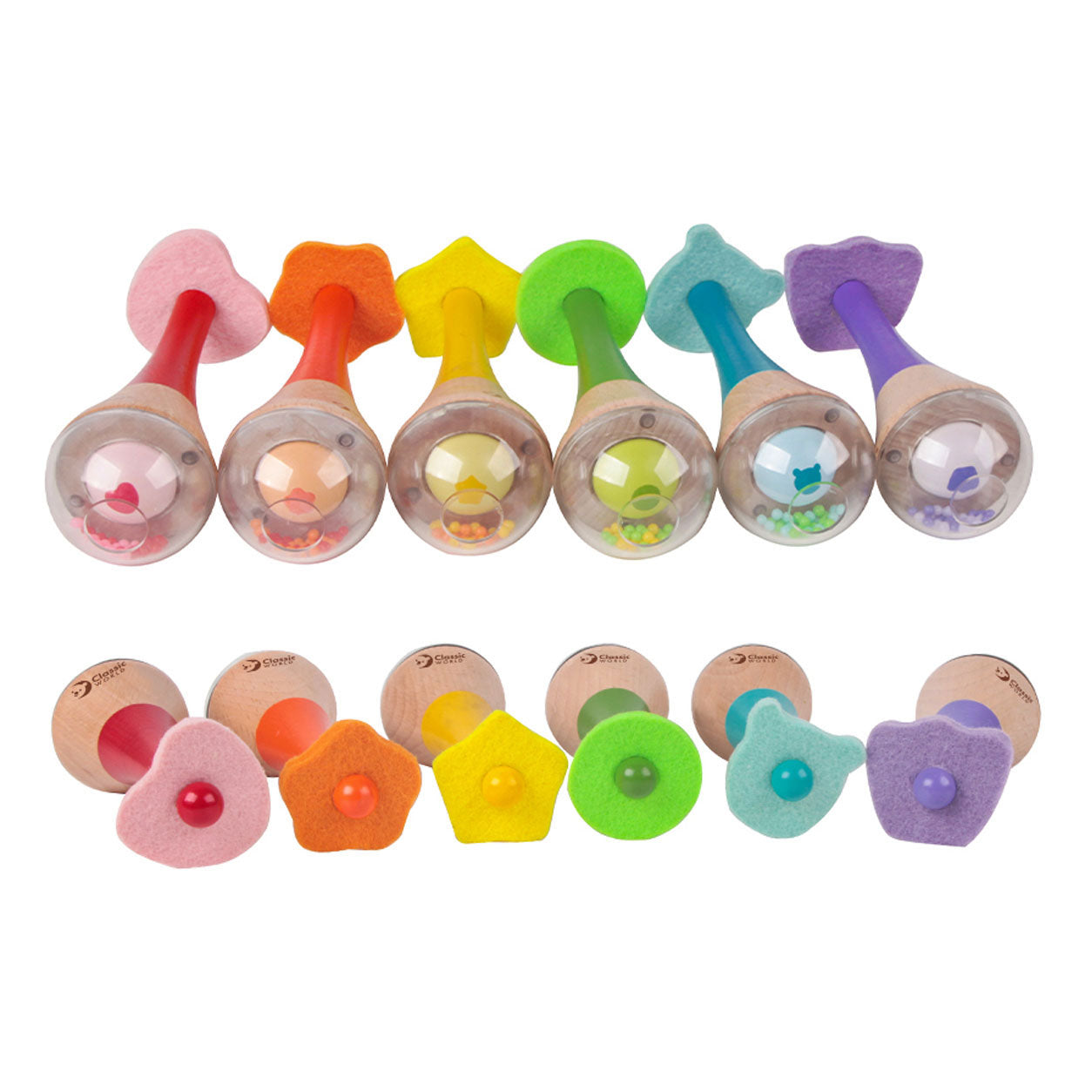 Klassieke wereld houten regenboogmaracas