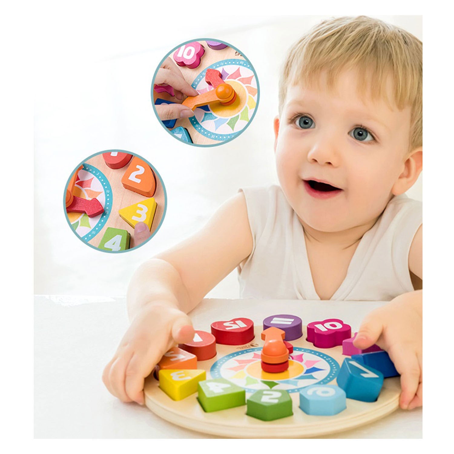 Klassieke Wereld Wereld Houten Leerklok met Vormen Tic-Tac, 15dlg.