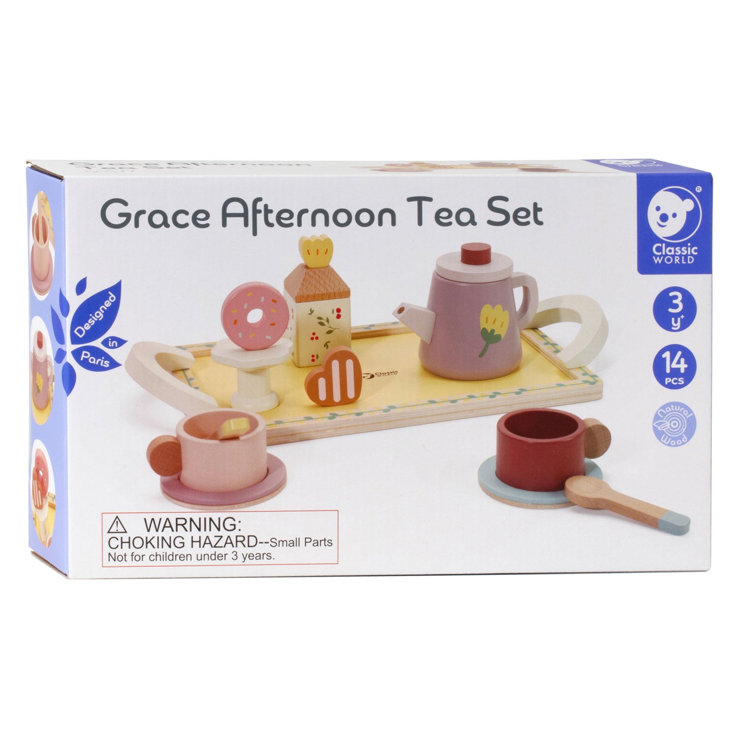 Klassieke Wereld Wereld Houten Theeset Grace met Dienblad, 14dlg.