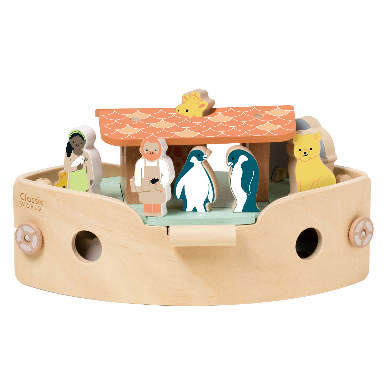 Klassieke Wereld Wereld Houten Arklaars van Noach Bouwset met Dieren, 16dlg.