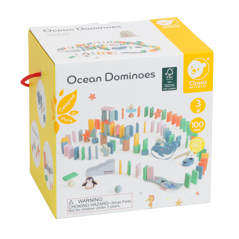 Klassieke wereld houten domino oceaan, 100dlg.