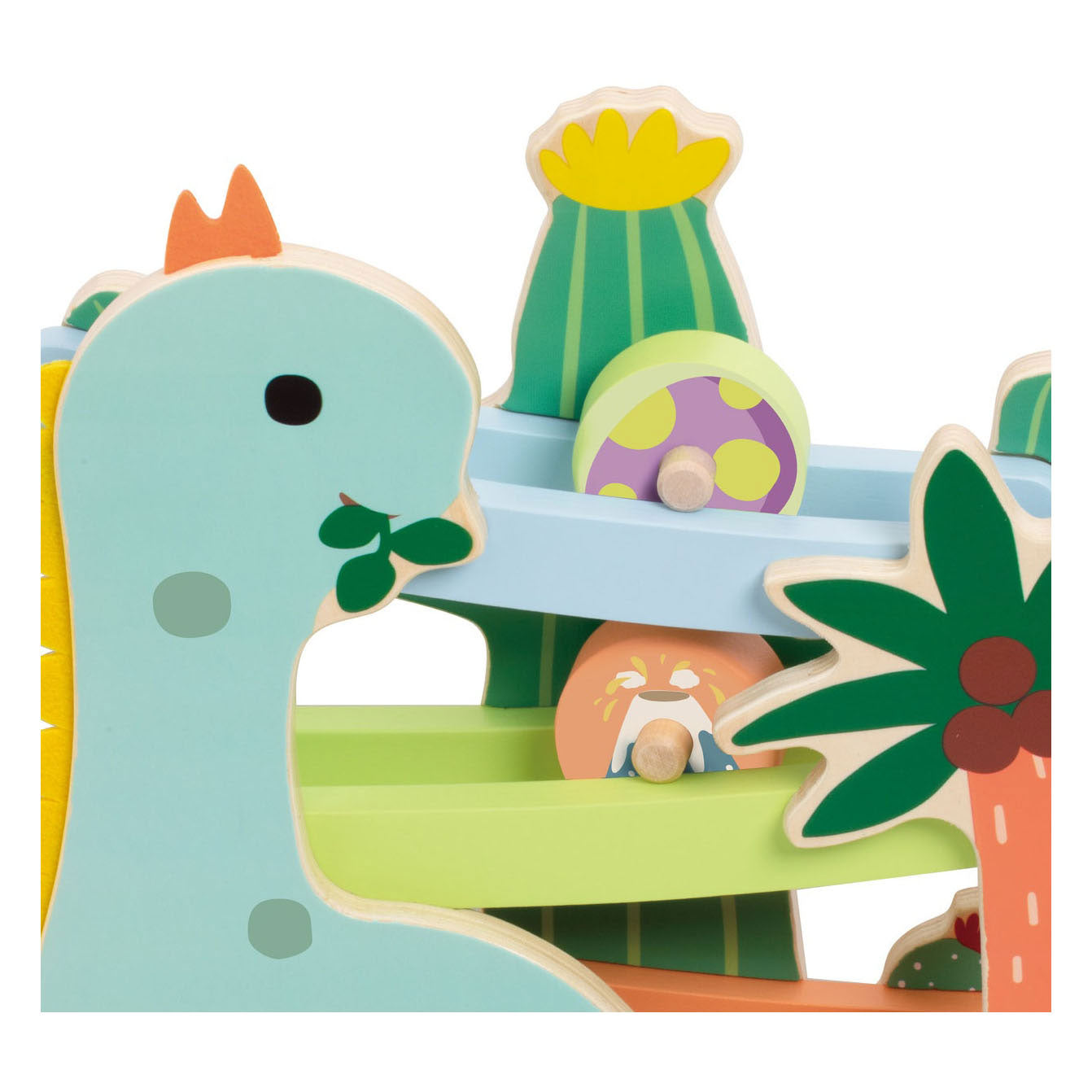 Klassieke wereld houten ballenbaan dinosaurus, 4dlg.