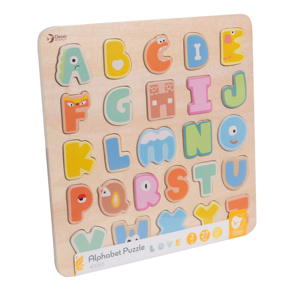 Classic world houten alfabet puzzel educatief speelgoed 27 stukjes.