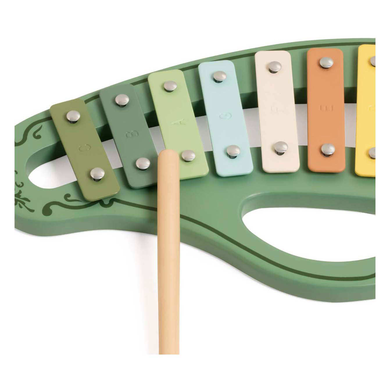 Klassieke wereld houten vintage xylofoon groen 2dlg.
