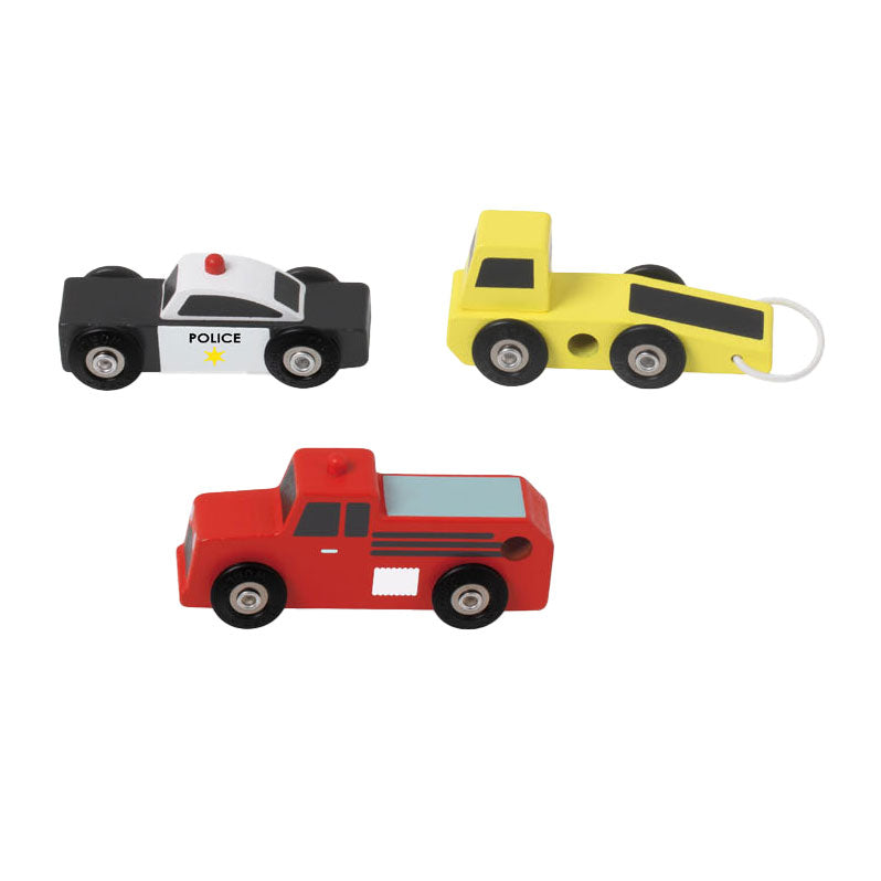 Klassieke wereld houten hulpdienst auto's set, 3st.