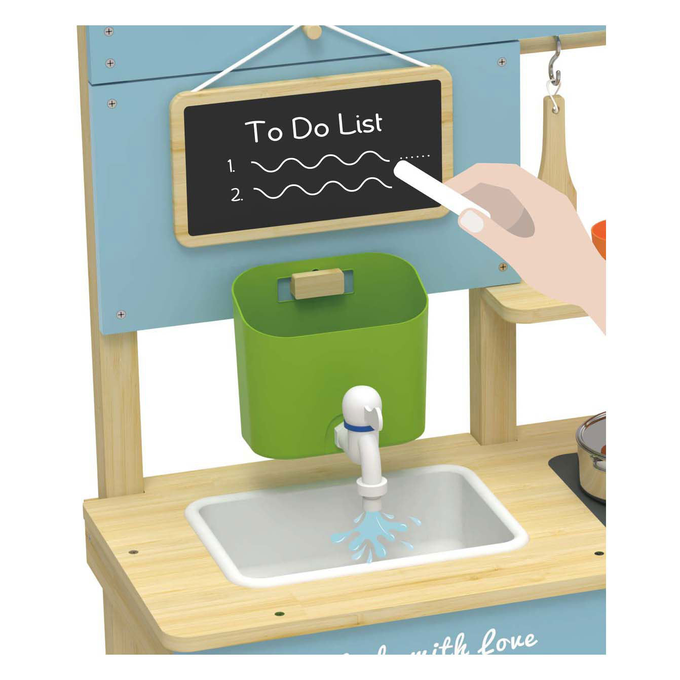 Klassieke wereld houten buitenspeelkeuken met accessoires, 7dlg.