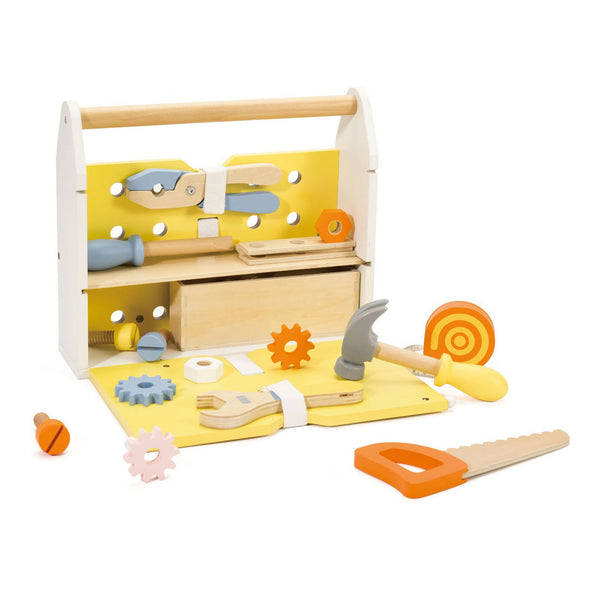 Classic world houten gereedschapskist modern - speelgoedset 27-delig.