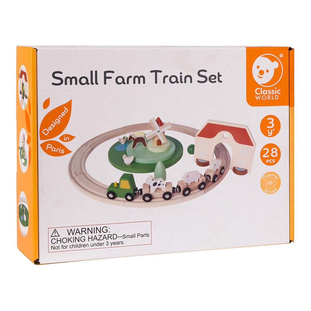 Klassieke wereld houten boerderijtrein speelset, 28dlg.