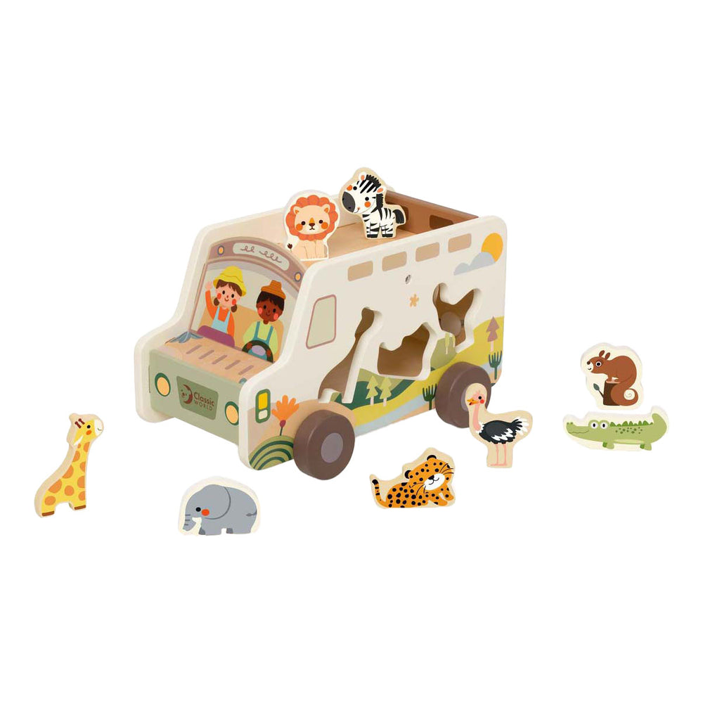 Klassieke wereld houten avonturen safari autovormenstoof, 9dlg.