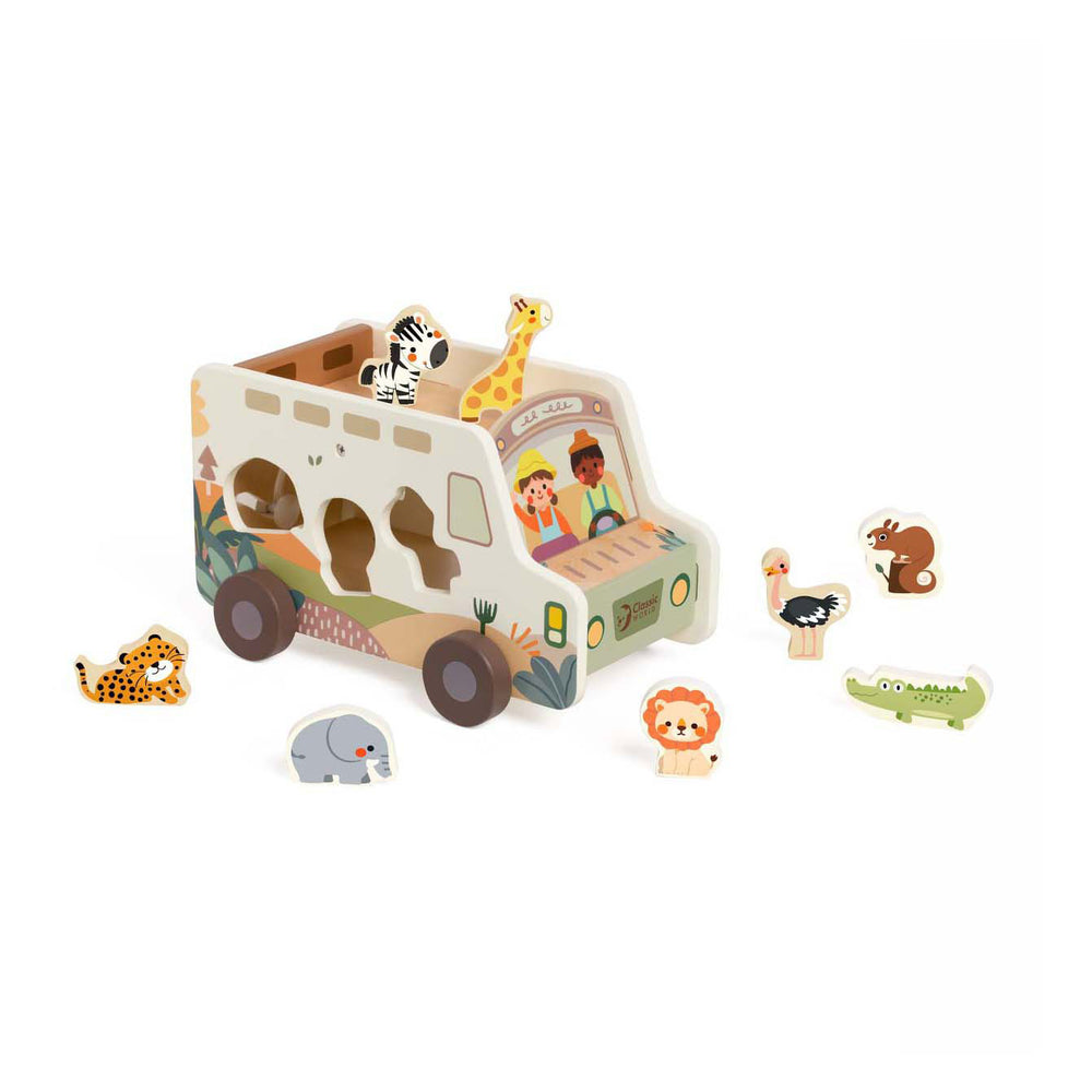 Klassieke wereld houten avonturen safari autovormenstoof, 9dlg.