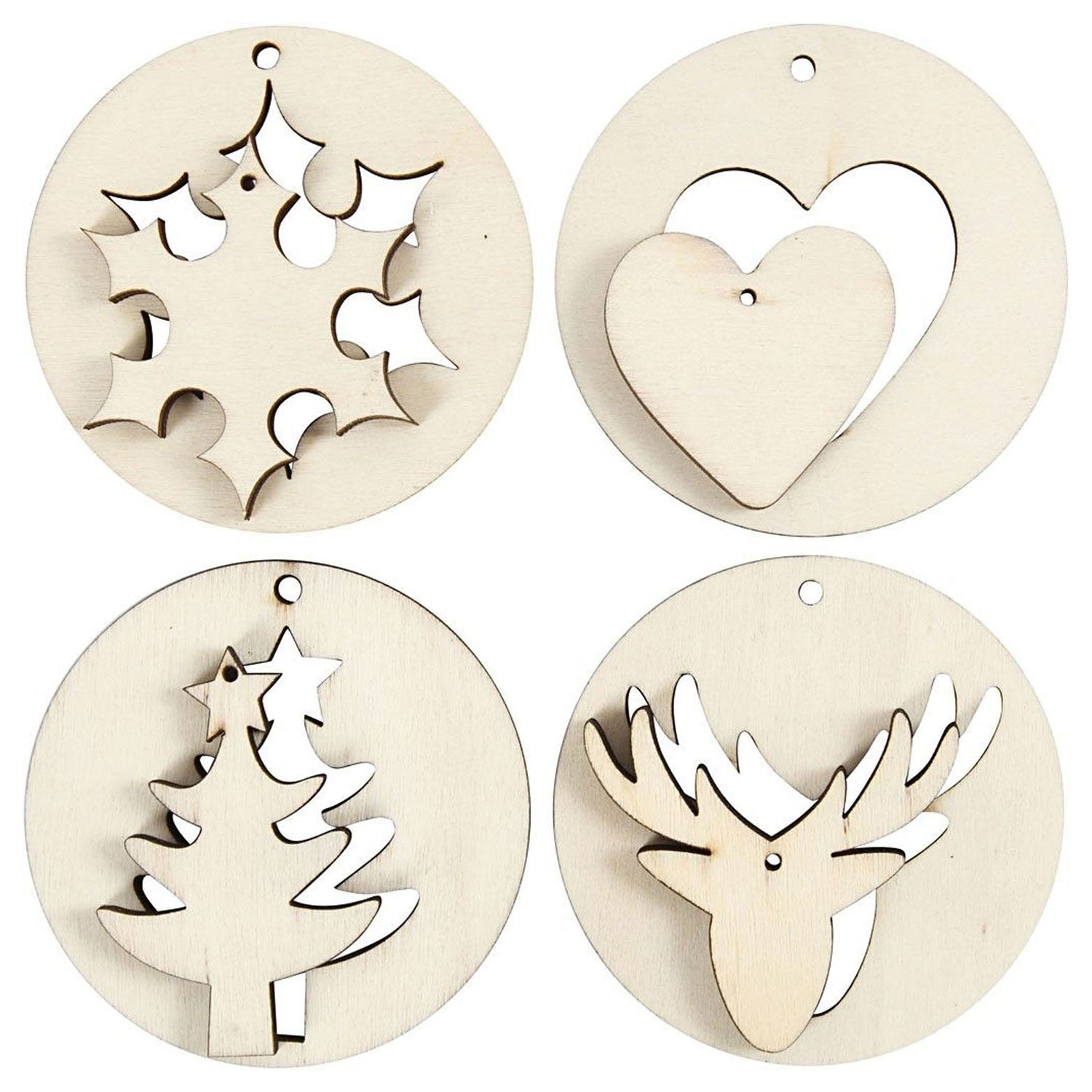 Creativ company houten kersthangers 2in1, 8st.