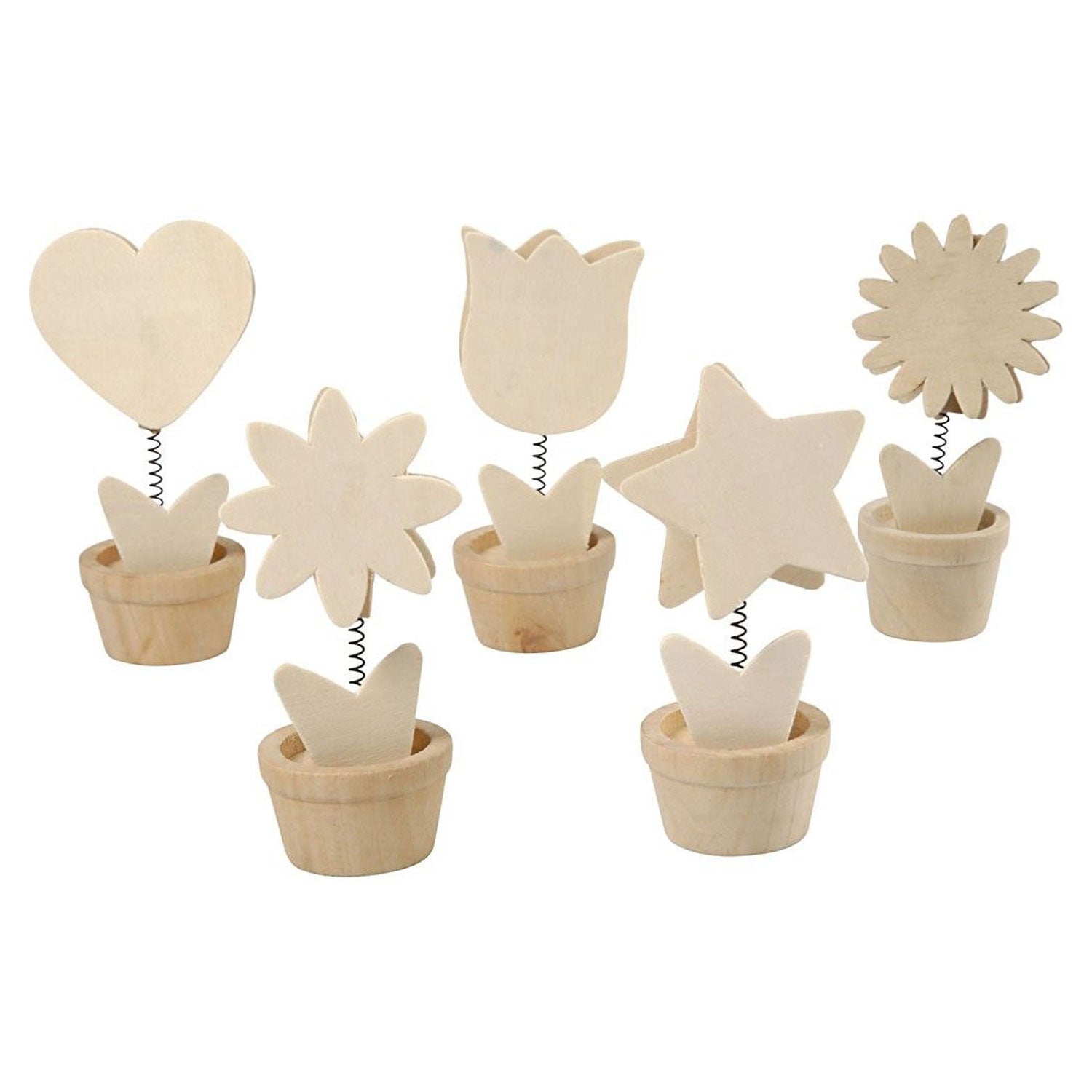 Creativ company versier je houten memoclip bloem, 10st.