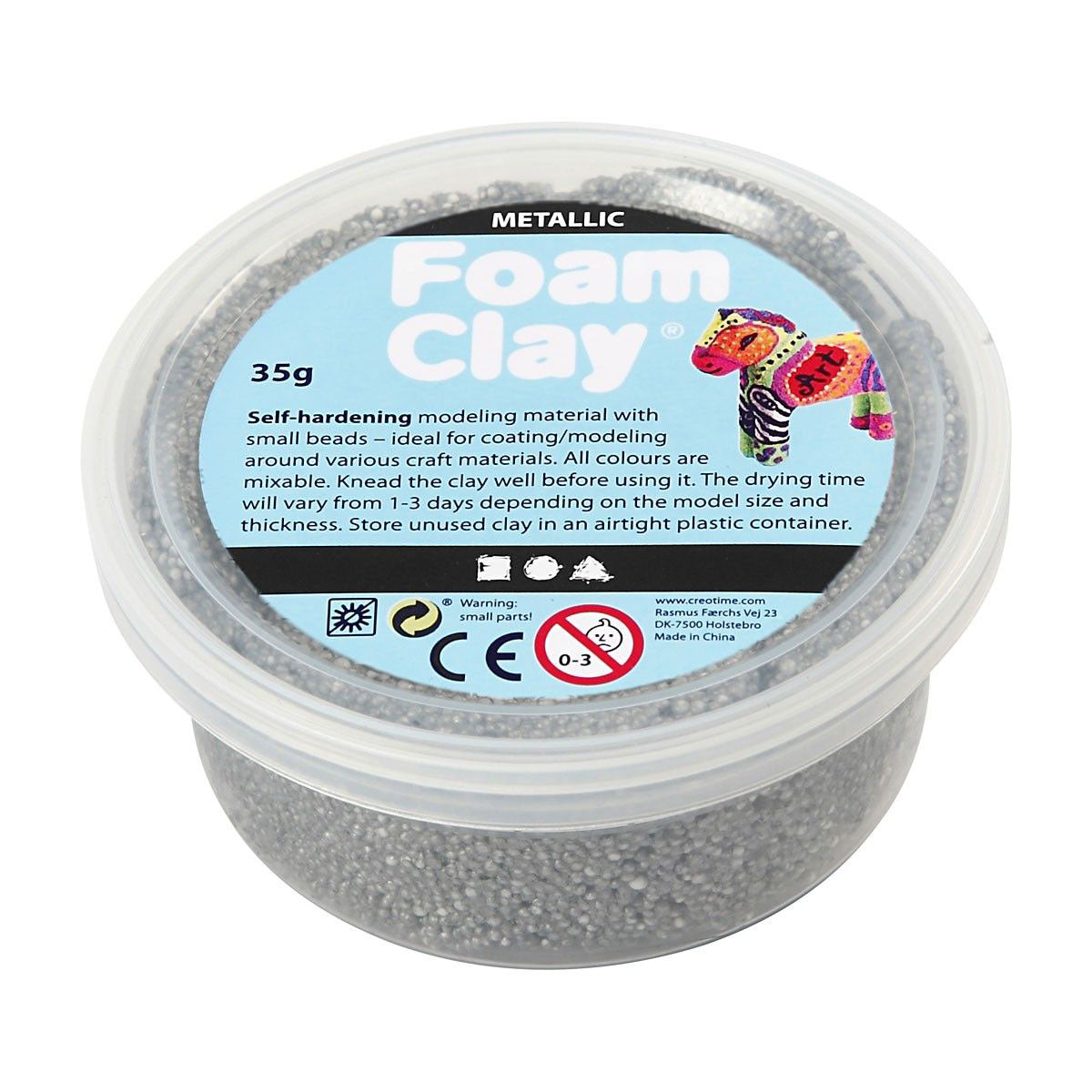 Foam clay - metallic zilver, 35gr.