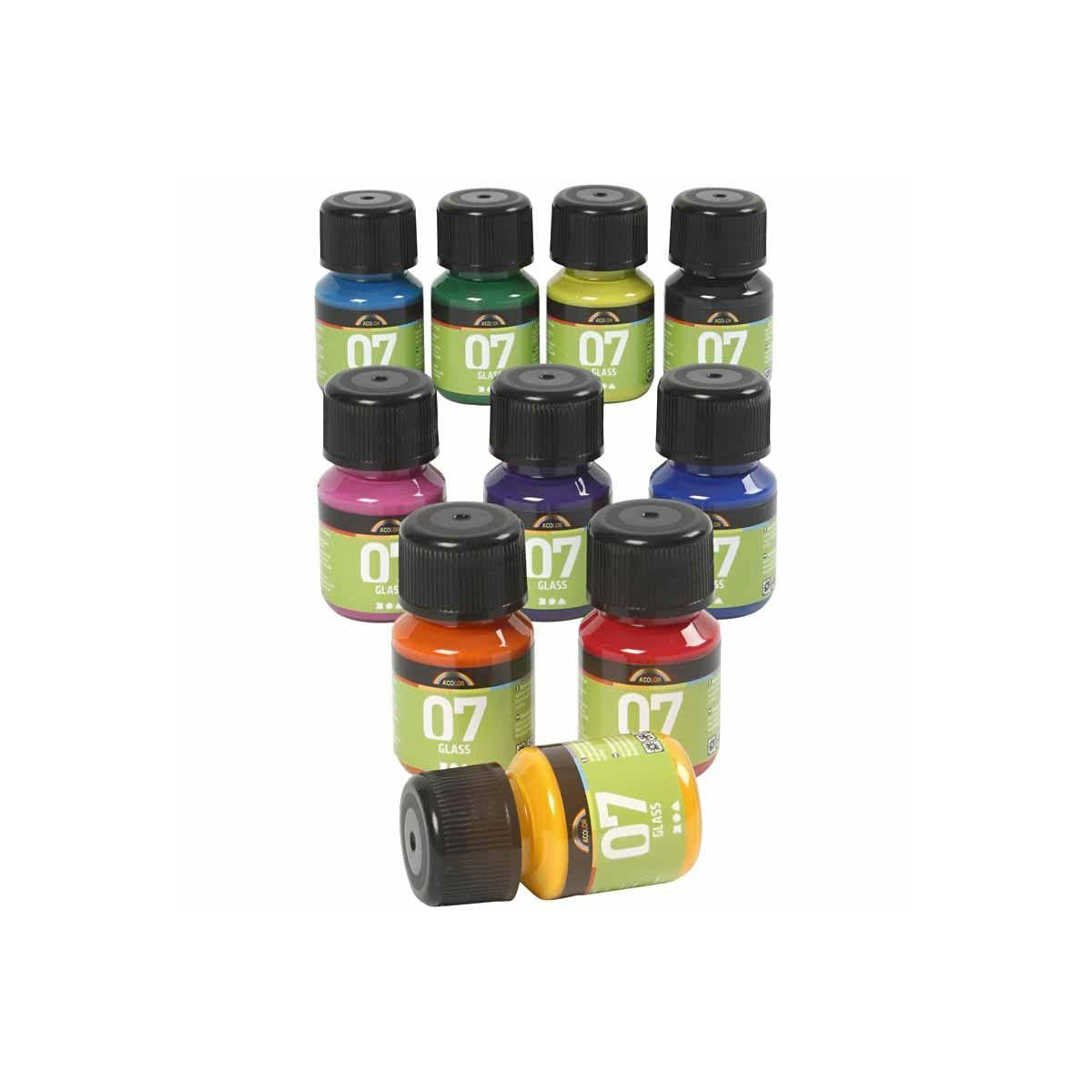Creativ Company permanent glass paint - set of 10 colours, 30ml