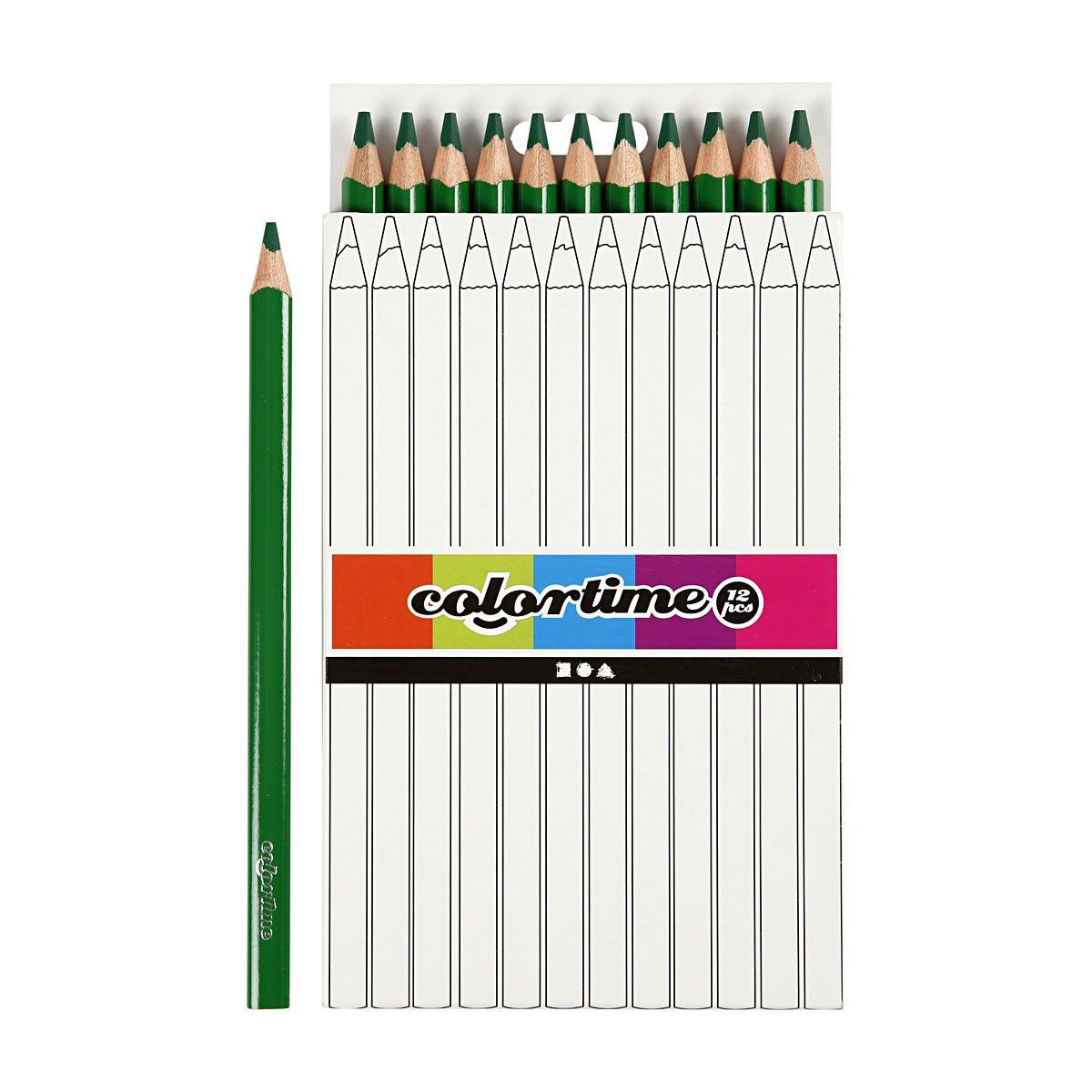 Creativ company driehoekige jumbo kleurpotloden - groen, 12st.