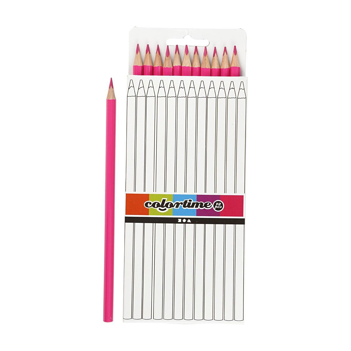 Colortime driehoekige kleurpotloden - roze, 12st.