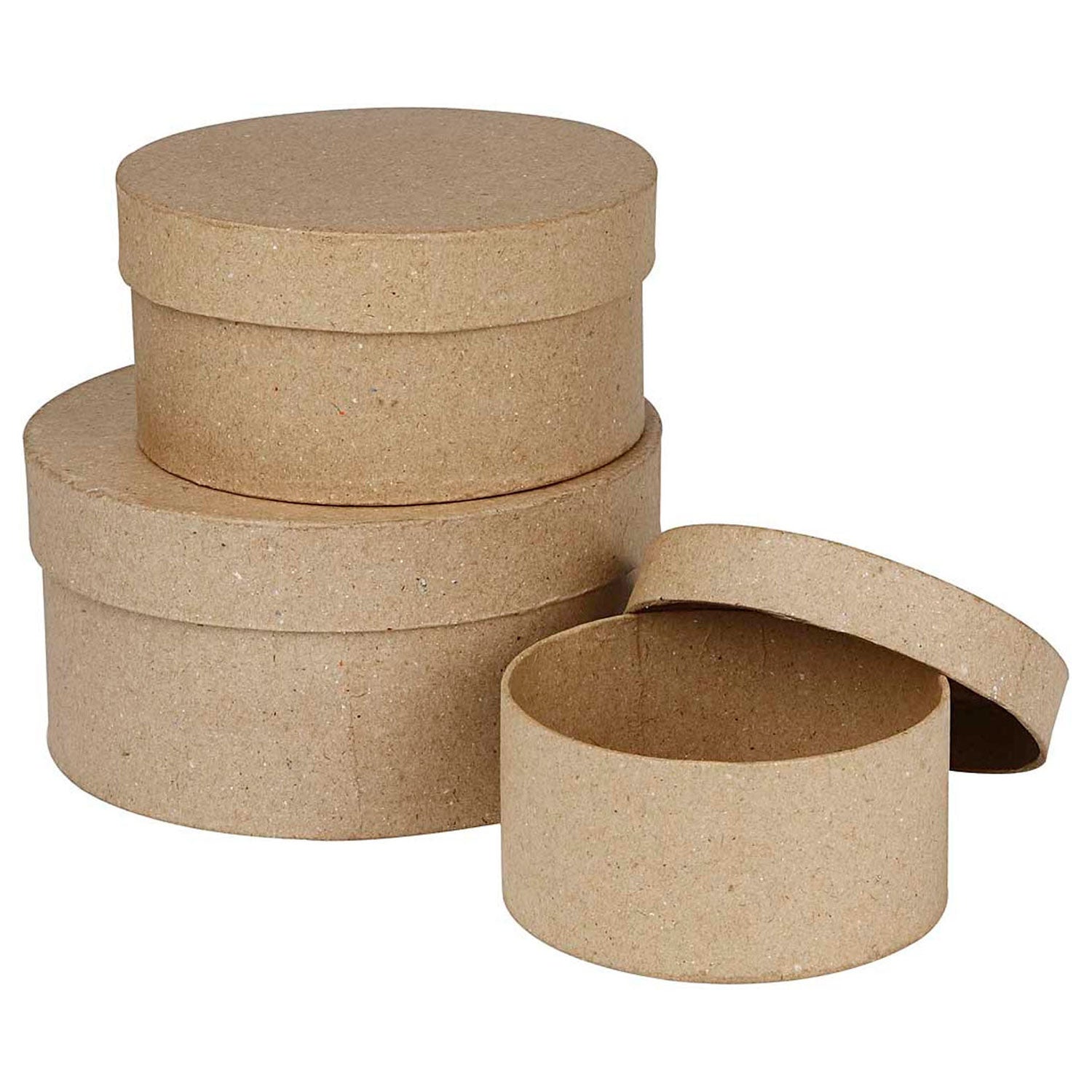Creativ company ronde doosjes papier-maché, 3st.