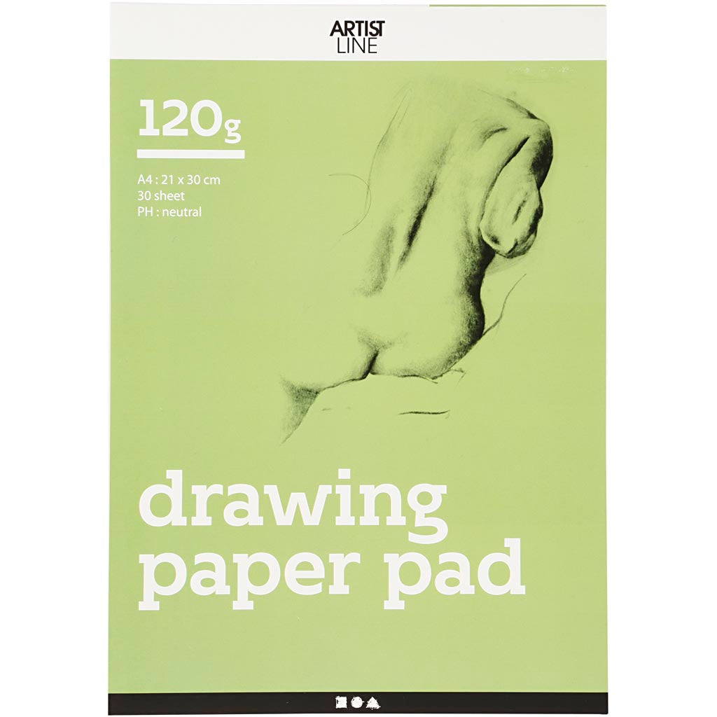 Creativ company tekenbord, a4, vel 210x297 mm, 120 gr, wit, 30 vel 1 stuk
