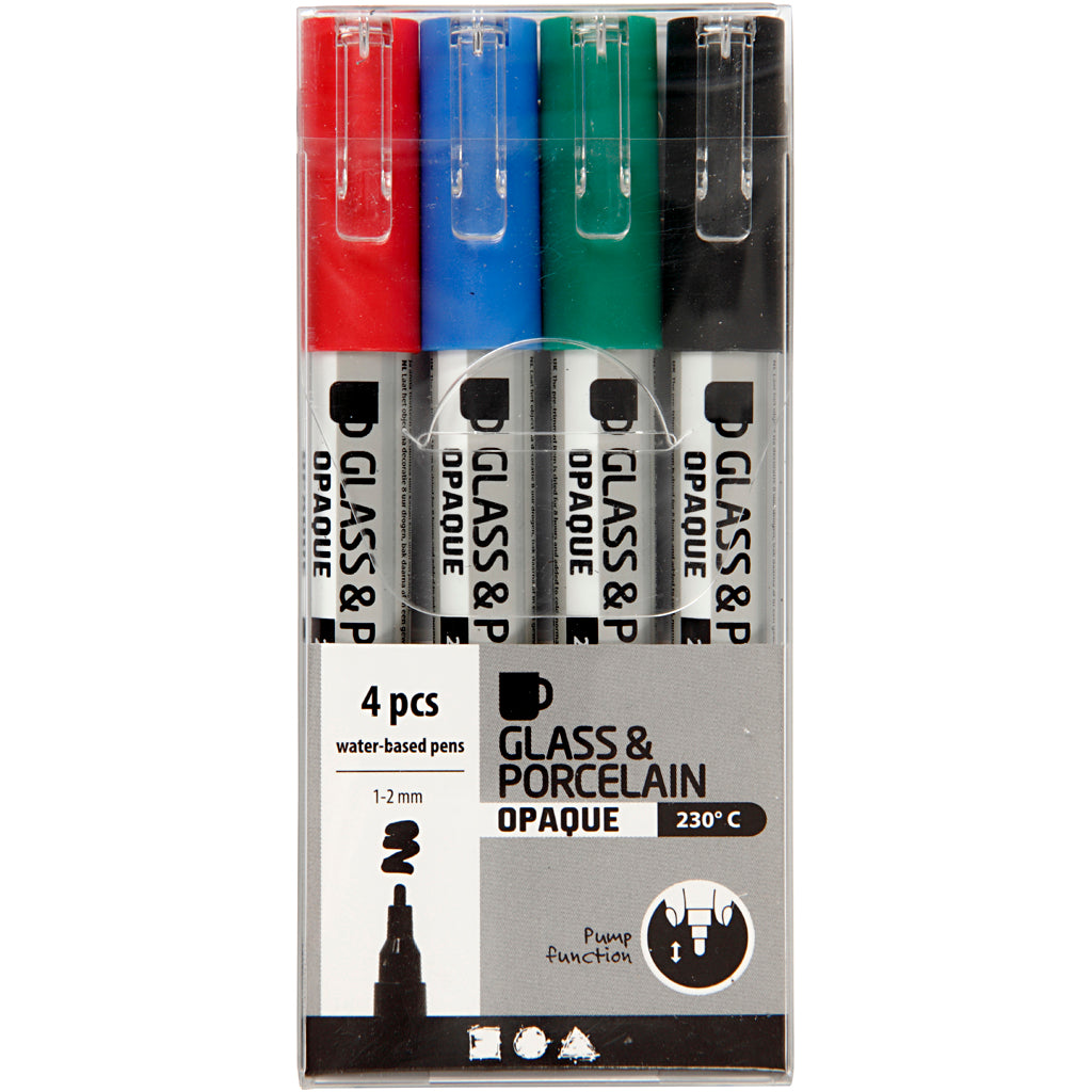 Creativ company https: www.cchobby.nl glas-porseleinstiften-lijndikte-1-2-mm-semi-dekkend-zwart-blauw-groen-rood-4-stuk-1-doos