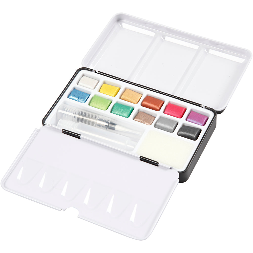 Pigment art art aqua aquarelverf metallic, 12 kleuren