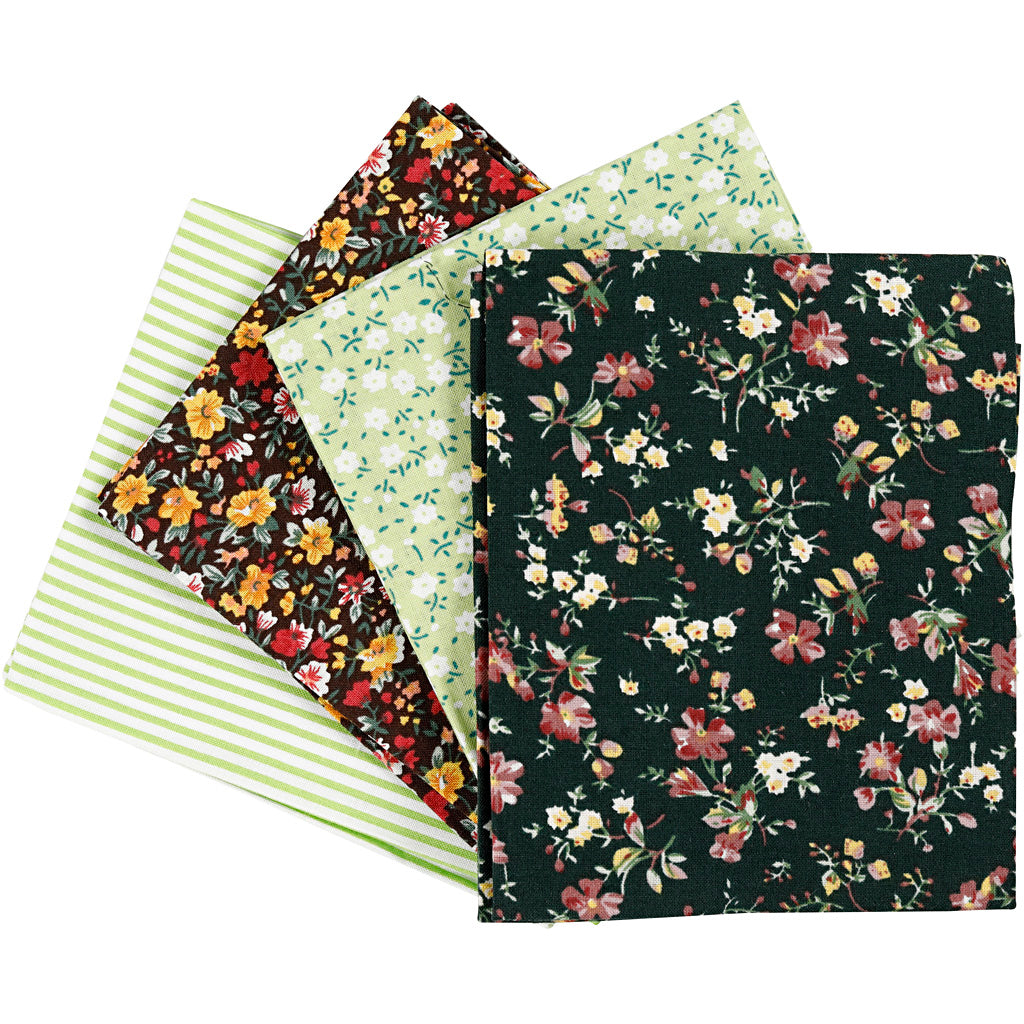 Patchworkstof Groen 45x55cm, 4st.