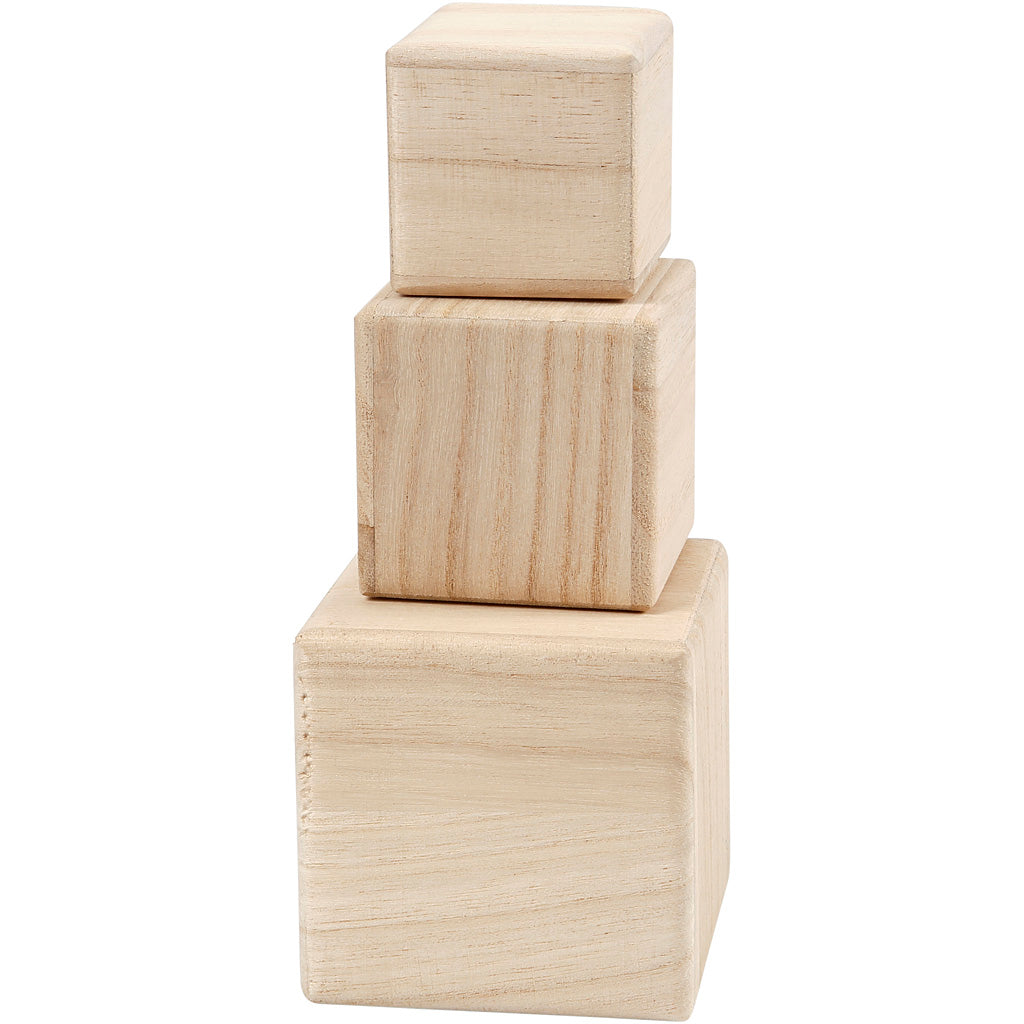 Creatief bedrijf houten kubussen, set van 3