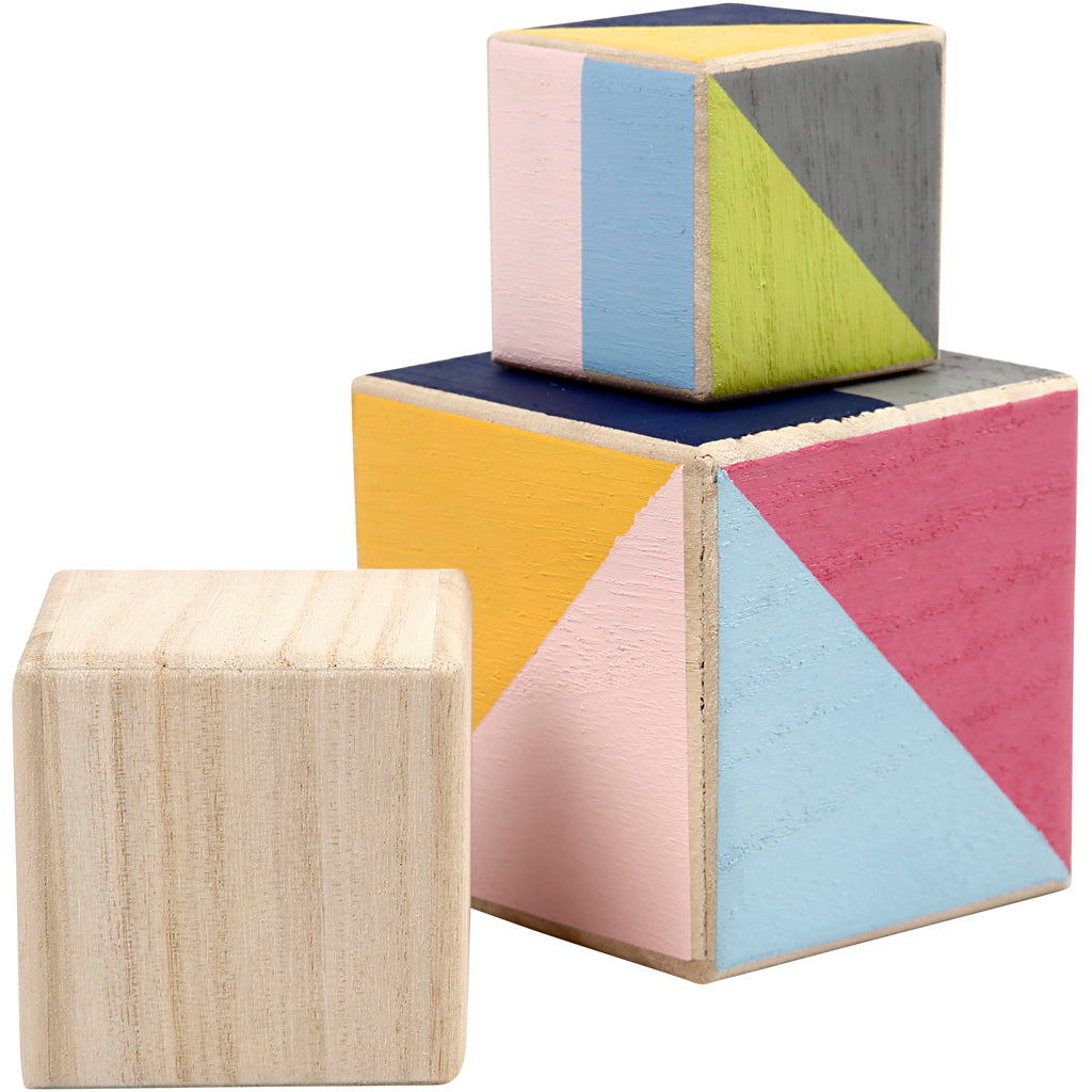 Creatief bedrijf houten kubussen, set van 3