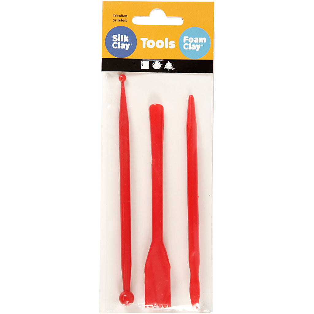 Creatief bedrijf boetseergereedschap rood, 3st.