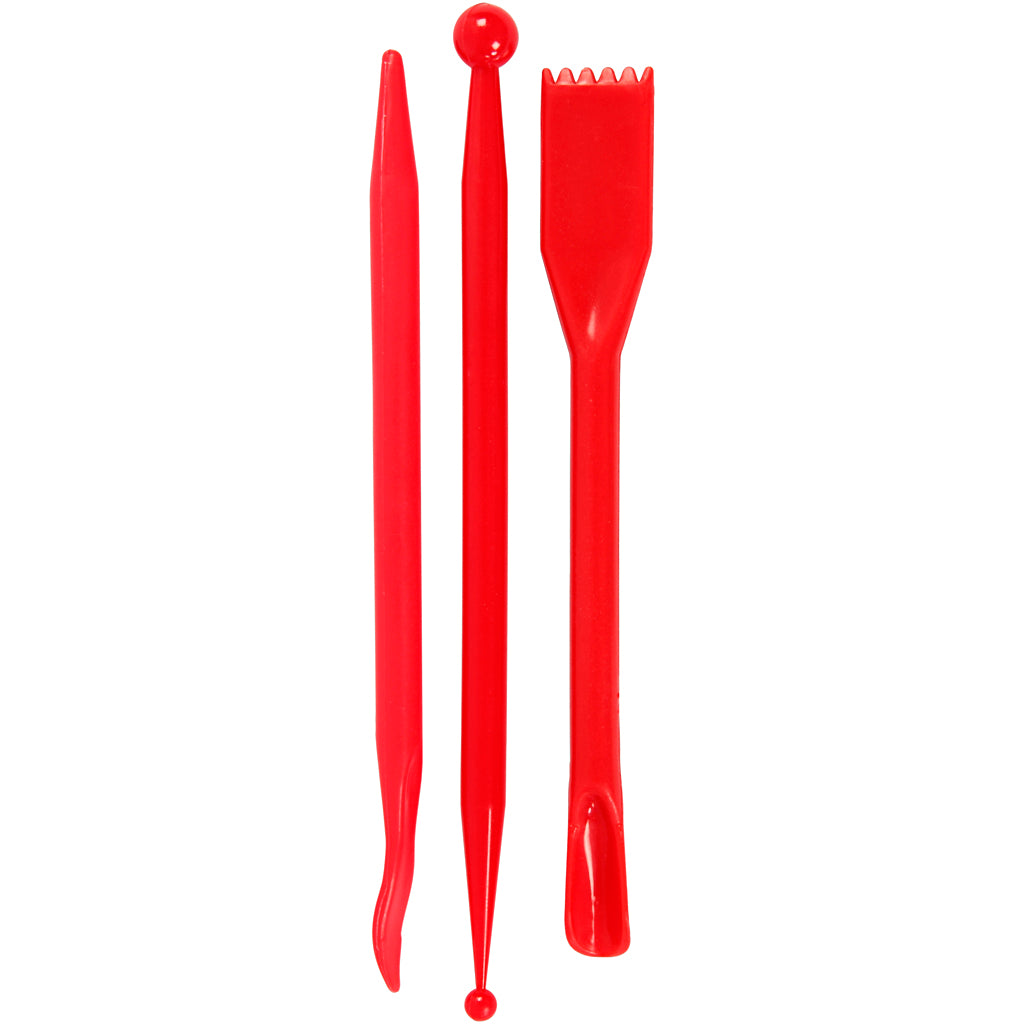 Creatief bedrijf boetseergereedschap rood, 3st.