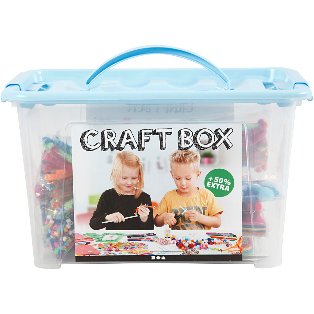 Creatief bedrijf hobbybox blauw met creatieve materialen, 1e.