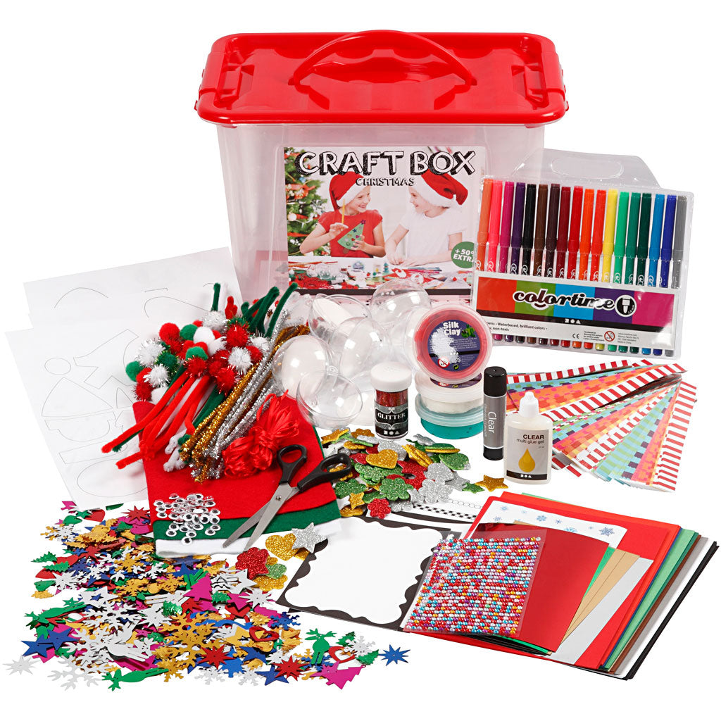 Creatief bedrijf hobbybox rood met creatieve materialen