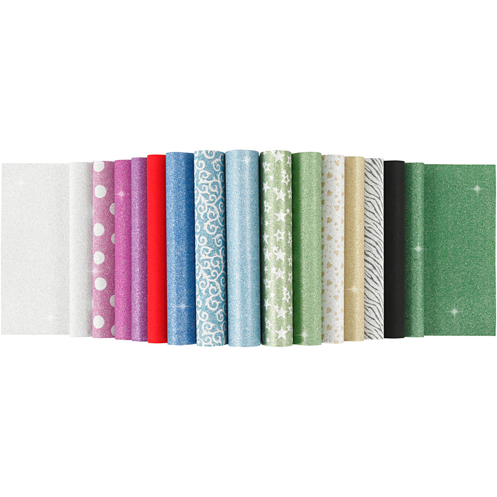 Creativ company glitterpapier blok a4 150gr, 30 vellen