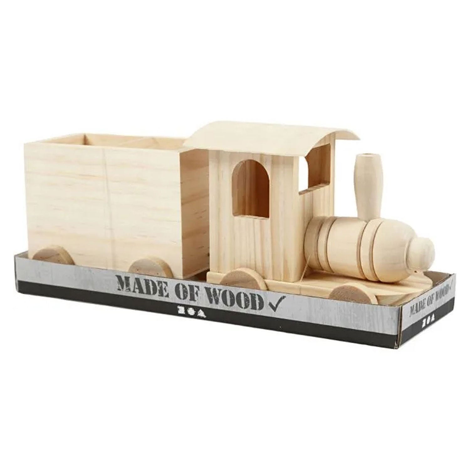 Houten trein met wagen