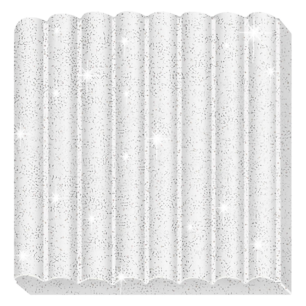 Fimo kids boetseerklei wit glitter, 42gr