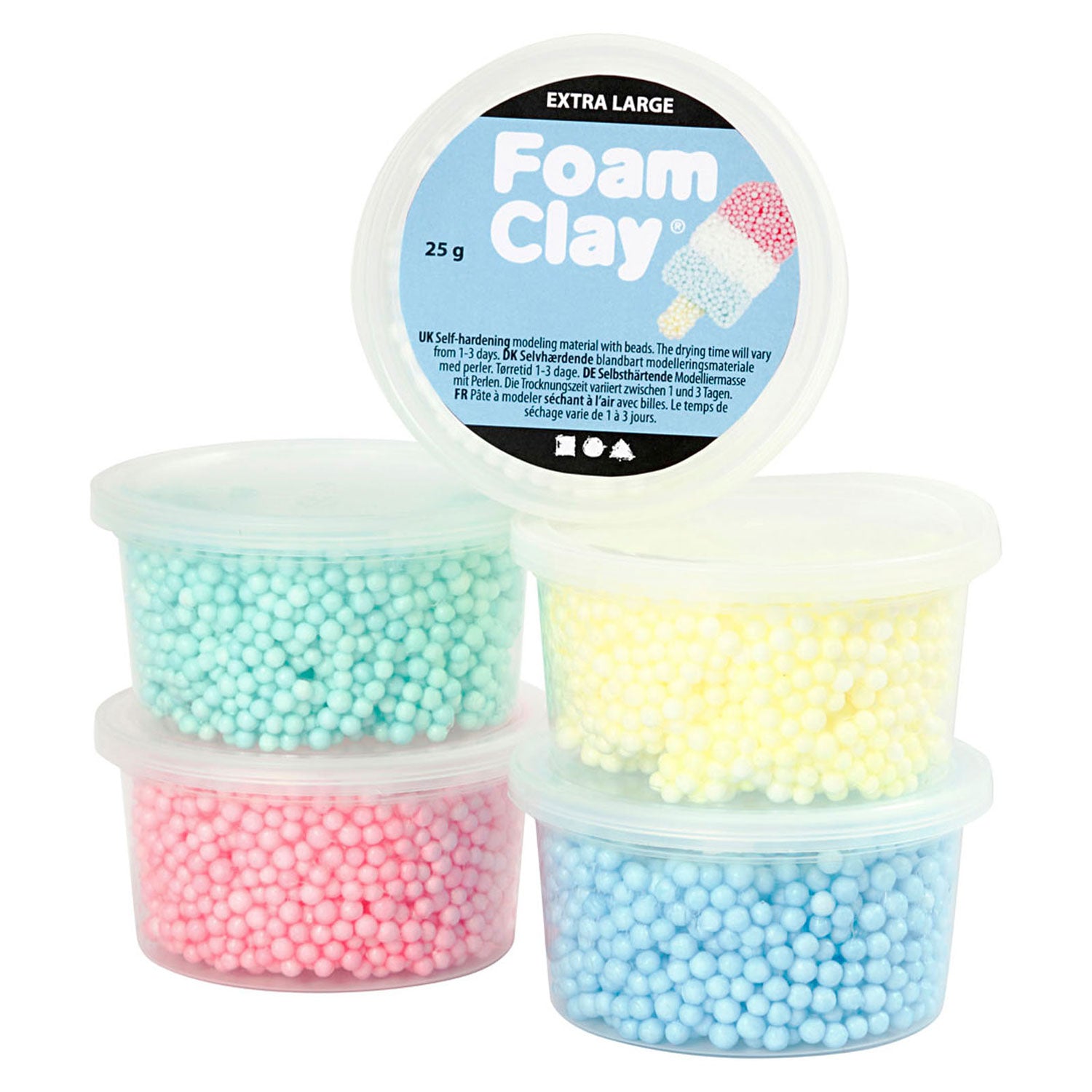 Foam Clay extra groot, 5 kleuren