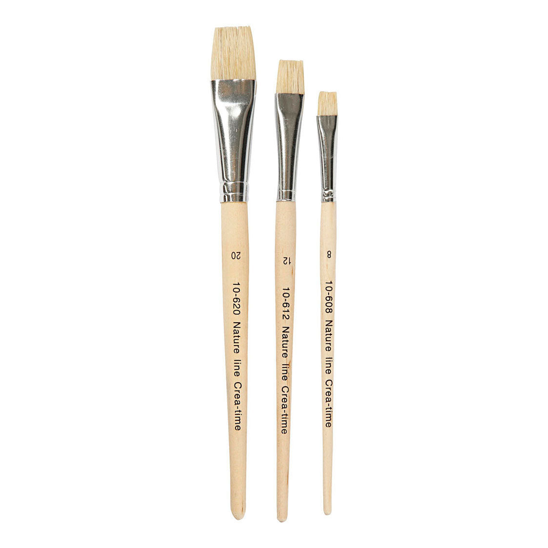 Creativ company nature line kwasten, afm 8+12+20, l: 18,5-20,5 cm, b: 10-20 mm, plat, 3 stuk 1 doos
