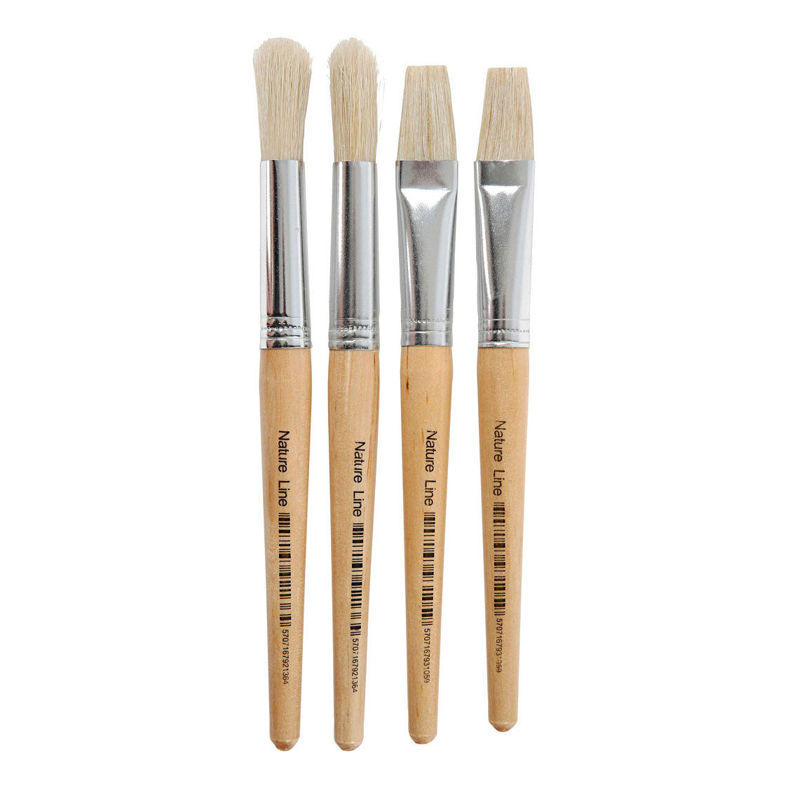 Creativ company kwasten voor kinderen, afm 15, l: 18,5+19,5 cm, b: 11+17 mm, plat,rond, 4 stuk 1 doos