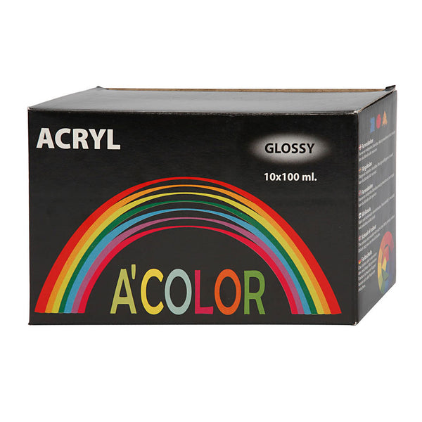 Acrylverf Glossy Kleur, 10x100ml