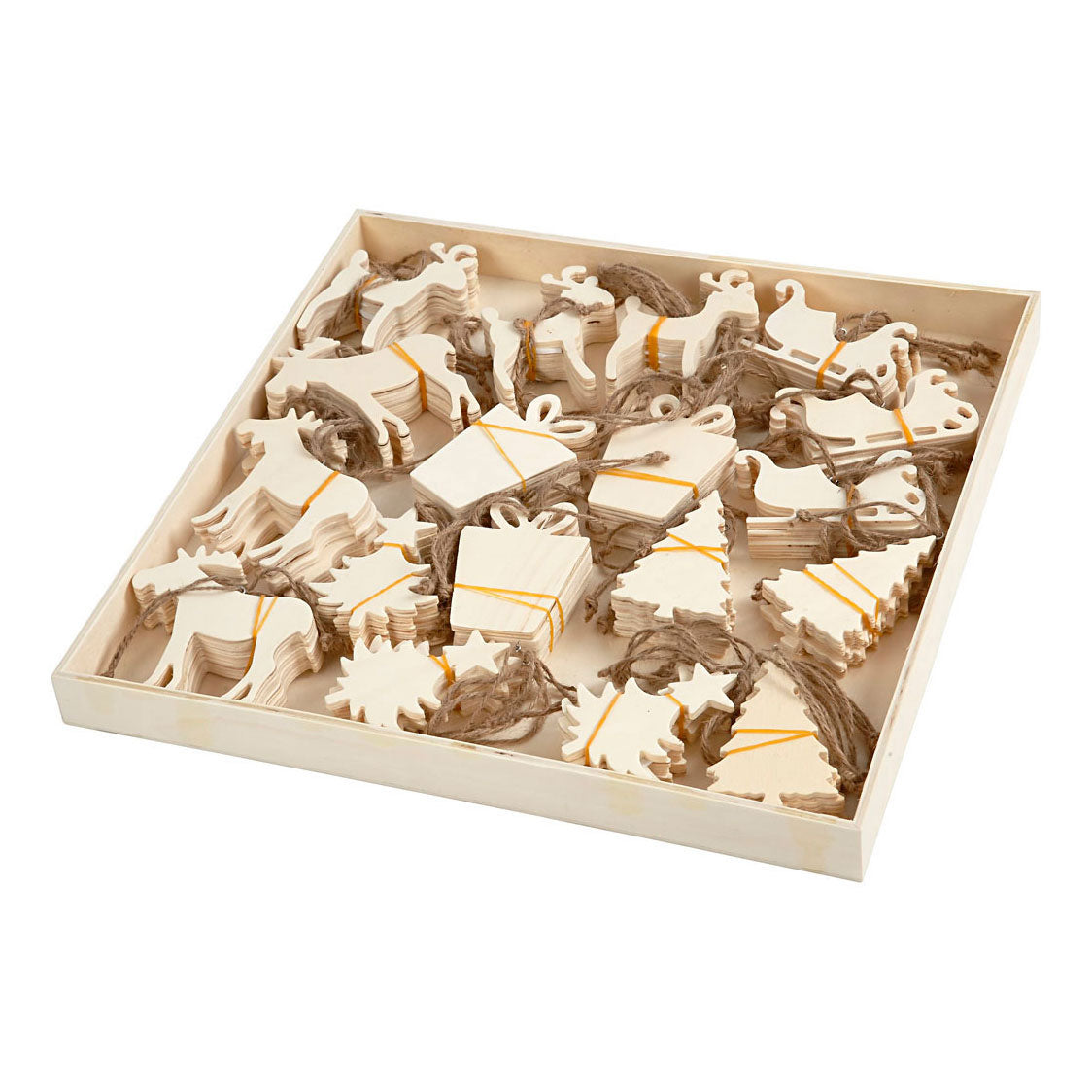 Creatief bedrijf houten ornamenten kerstthema, 90st.