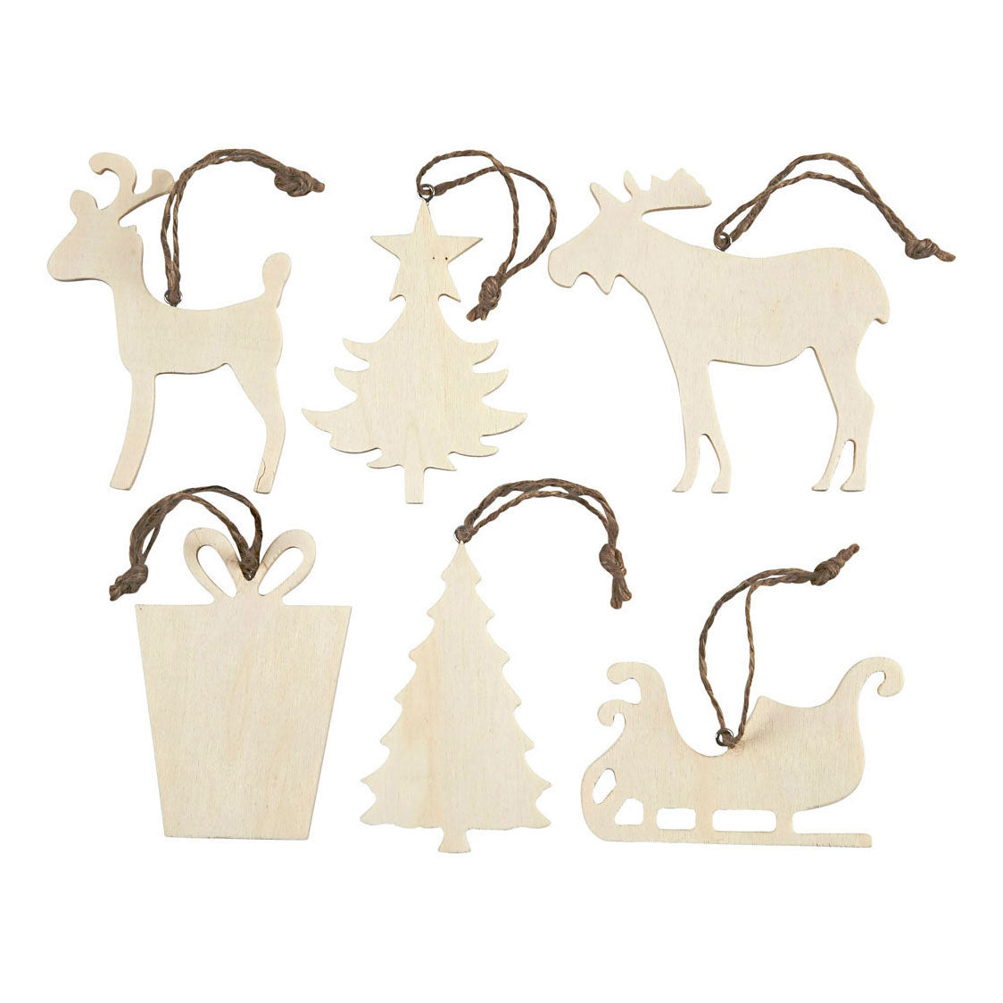 Creatief bedrijf houten ornamenten kerstthema, 90st.