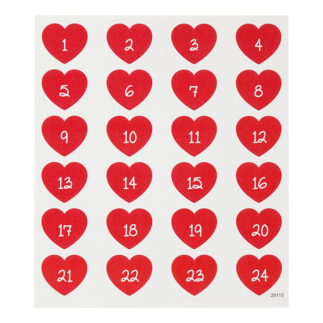 Creatieve bedrijfsstickers hart met cijfer, 1 vel