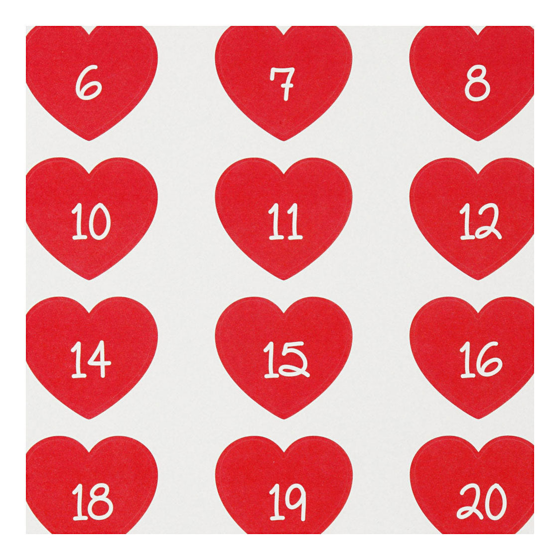Creatieve bedrijfsstickers hart met cijfer, 1 vel