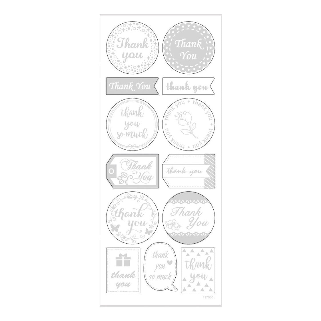 Creative bedrijfsstickers zilver bedankje, 1 vel