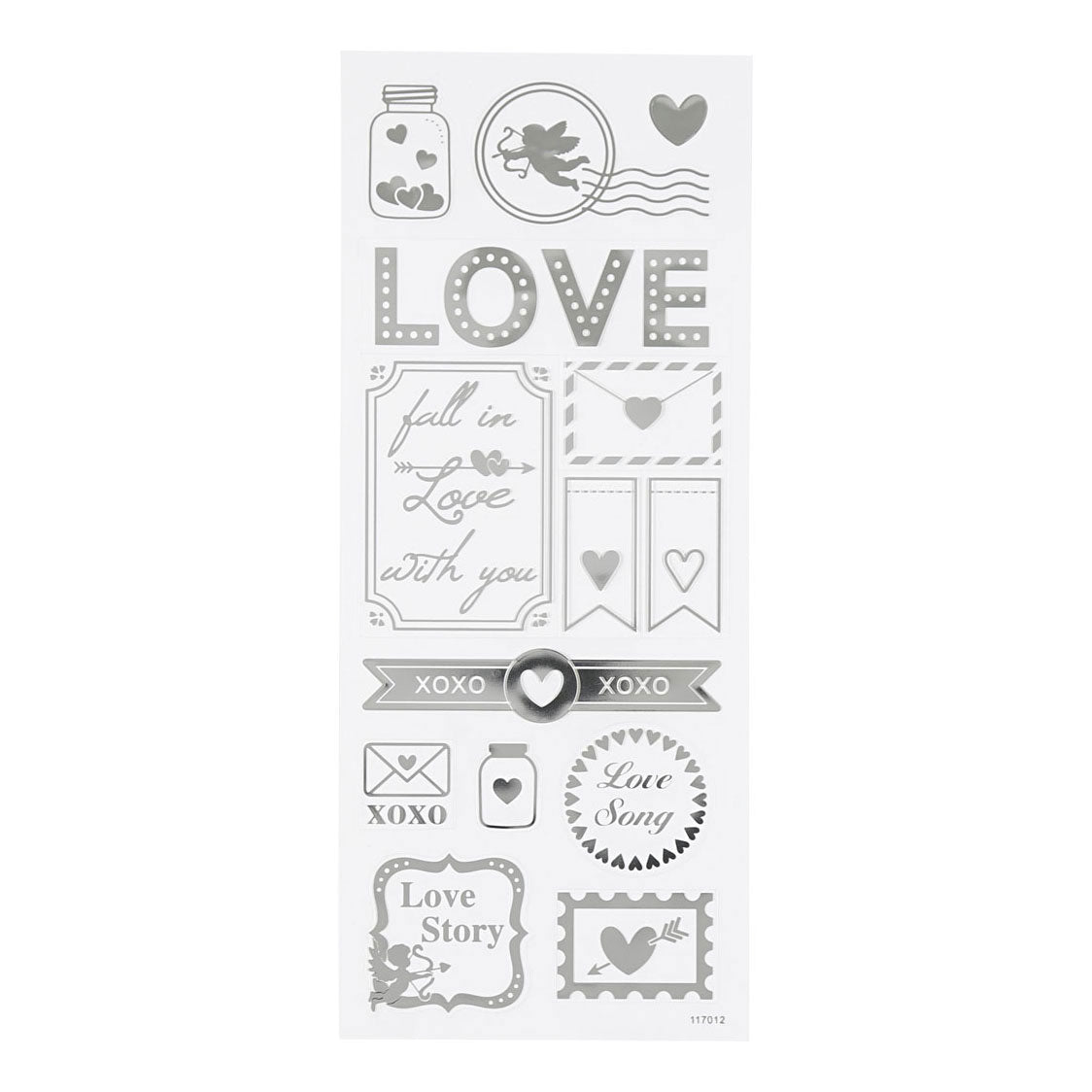Creativ company stickers silver love, 1 sheet