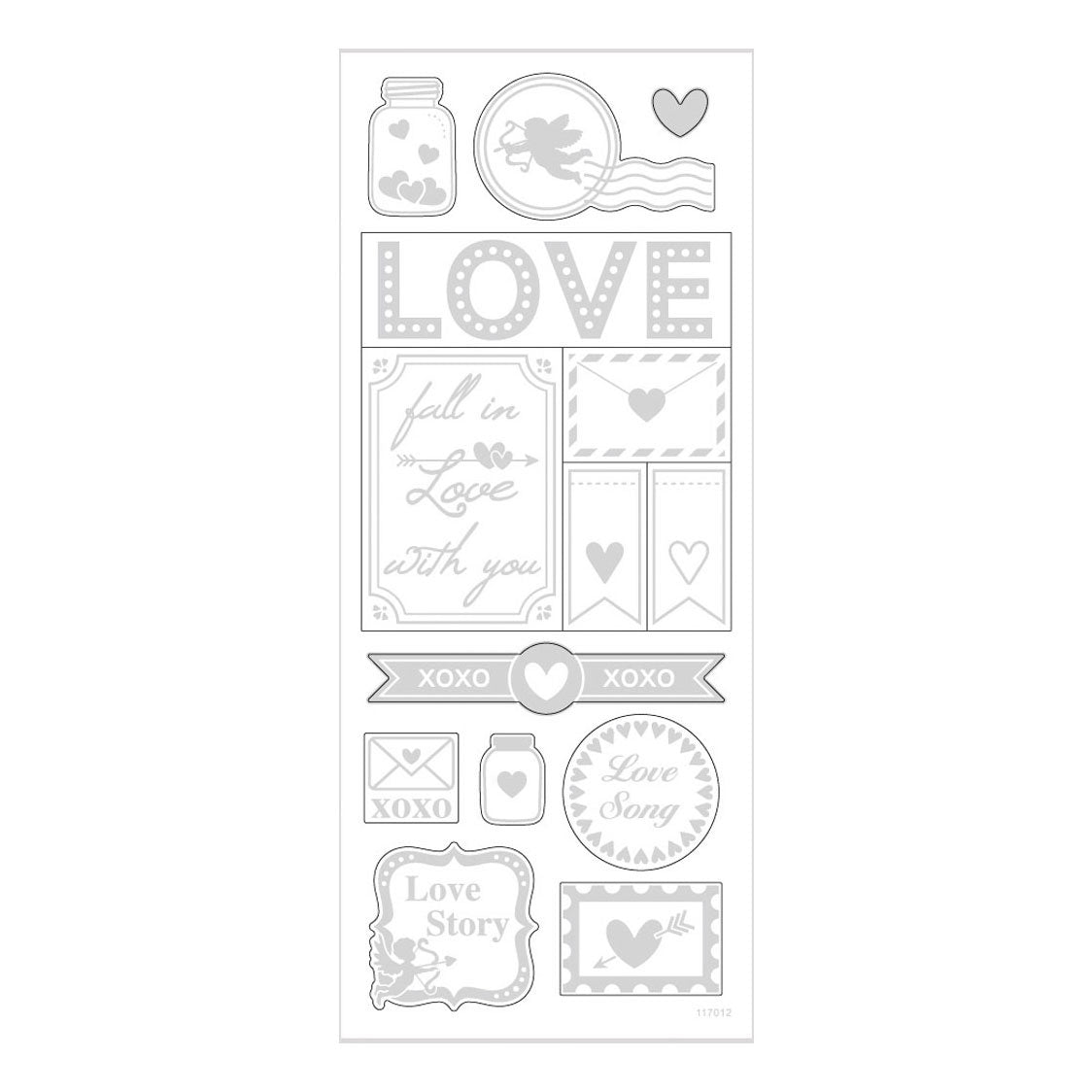 Creativ company stickers silver love, 1 sheet