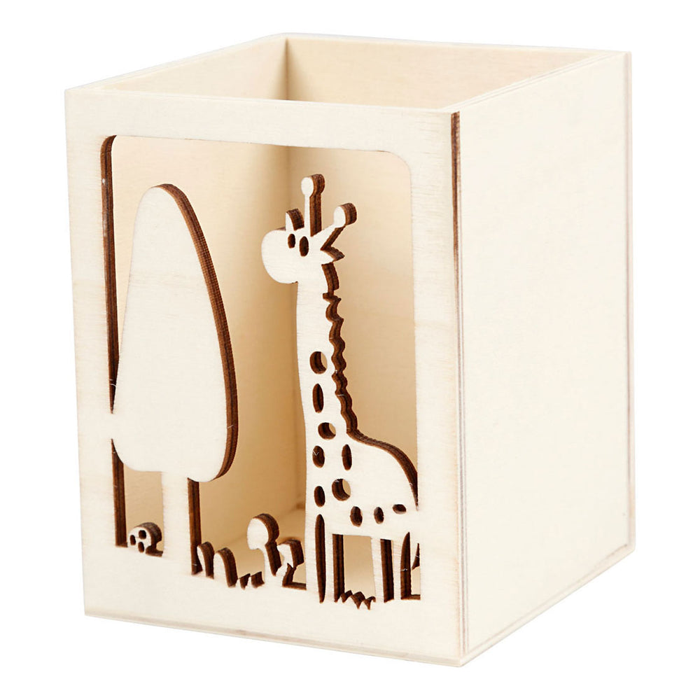 Creatief bedrijf houten pennenbakje giraffe
