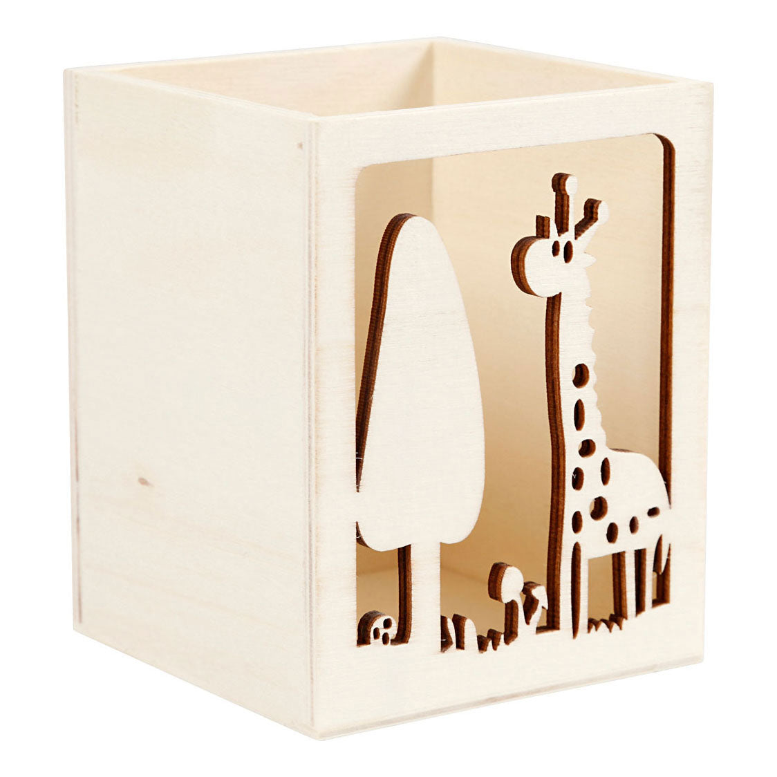 Creatief bedrijf houten pennenbakje giraffe