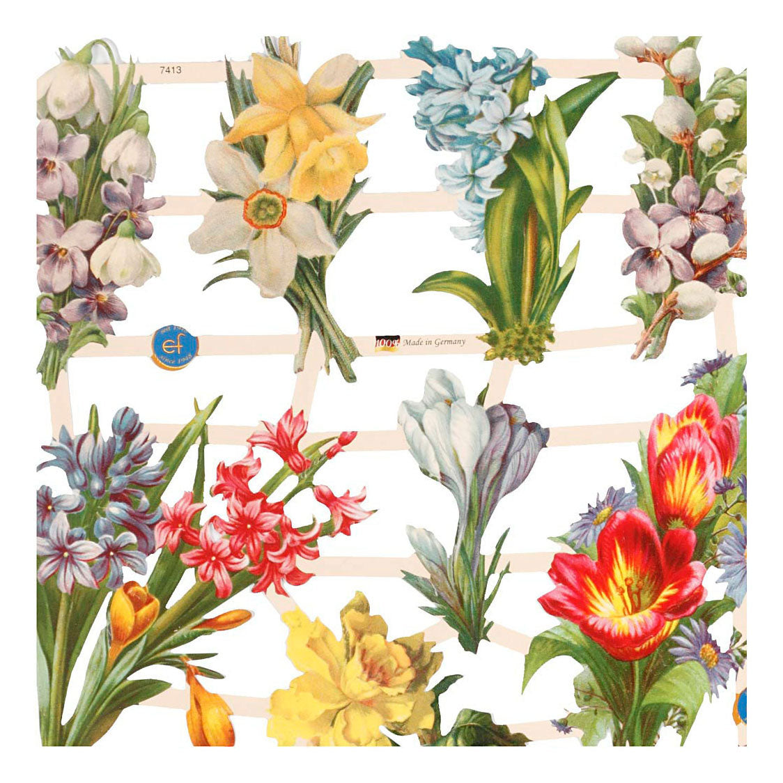 Creatief bedrijf vintage plaatjes lentebloemen, 2 vochtig