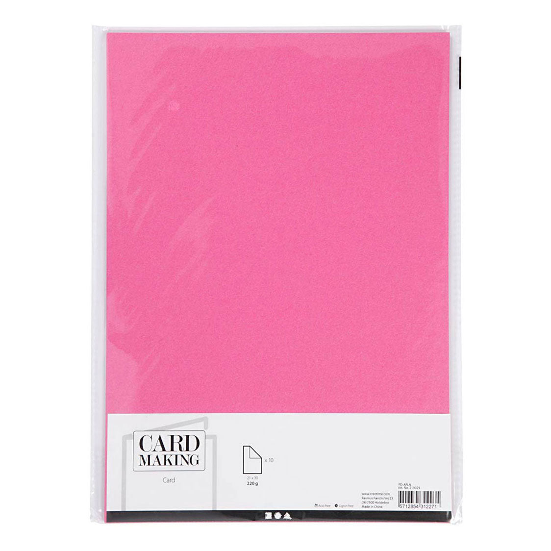 Creativ company karton, a4, vel 210x297 mm, 220 gr, roze, 10 stuk 1 doos